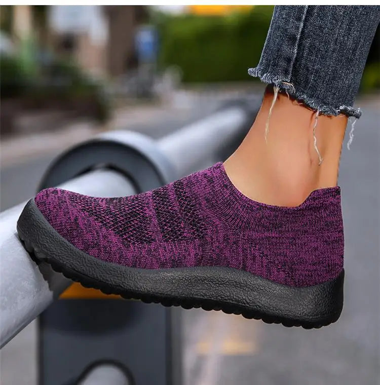 ZJEGA™ 2024 Zapatillas de running transpirables sin cordones para mujer – Calzado deportivo ligero tipo calcetín