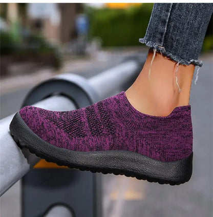 ZJEGA™ 2024 Zapatillas de running transpirables sin cordones para mujer – Calzado deportivo ligero tipo calcetín