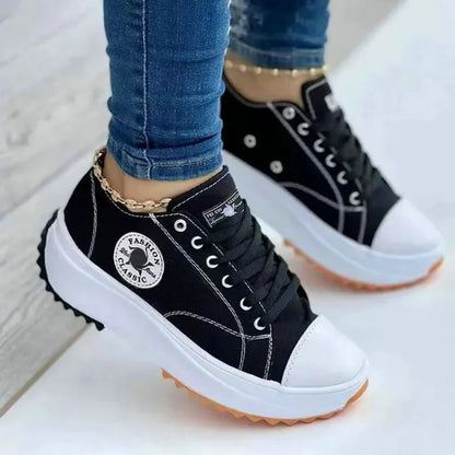 Zapatillas de lona para mujer Loom & Soul 2025 – Zapatos planos clásicos con cordones e informales