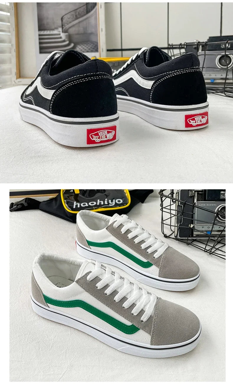 Zapatillas de lona a cuadros para hombre – Zapatos casuales ligeros con cordones