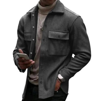 Veste d'hiver en polaire à revers Loom & Soul pour homme – Manteau ajusté à boutonnage simple
