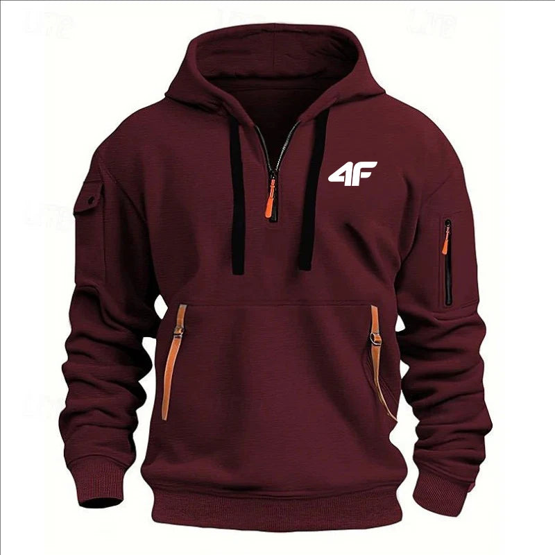 Sudadera con capucha de invierno gruesa para hombre – Pulóver suelto estampado deportivo urbano