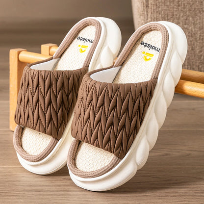 Women’s Woven Platform Slippers – Memory Foam Comfort Slides