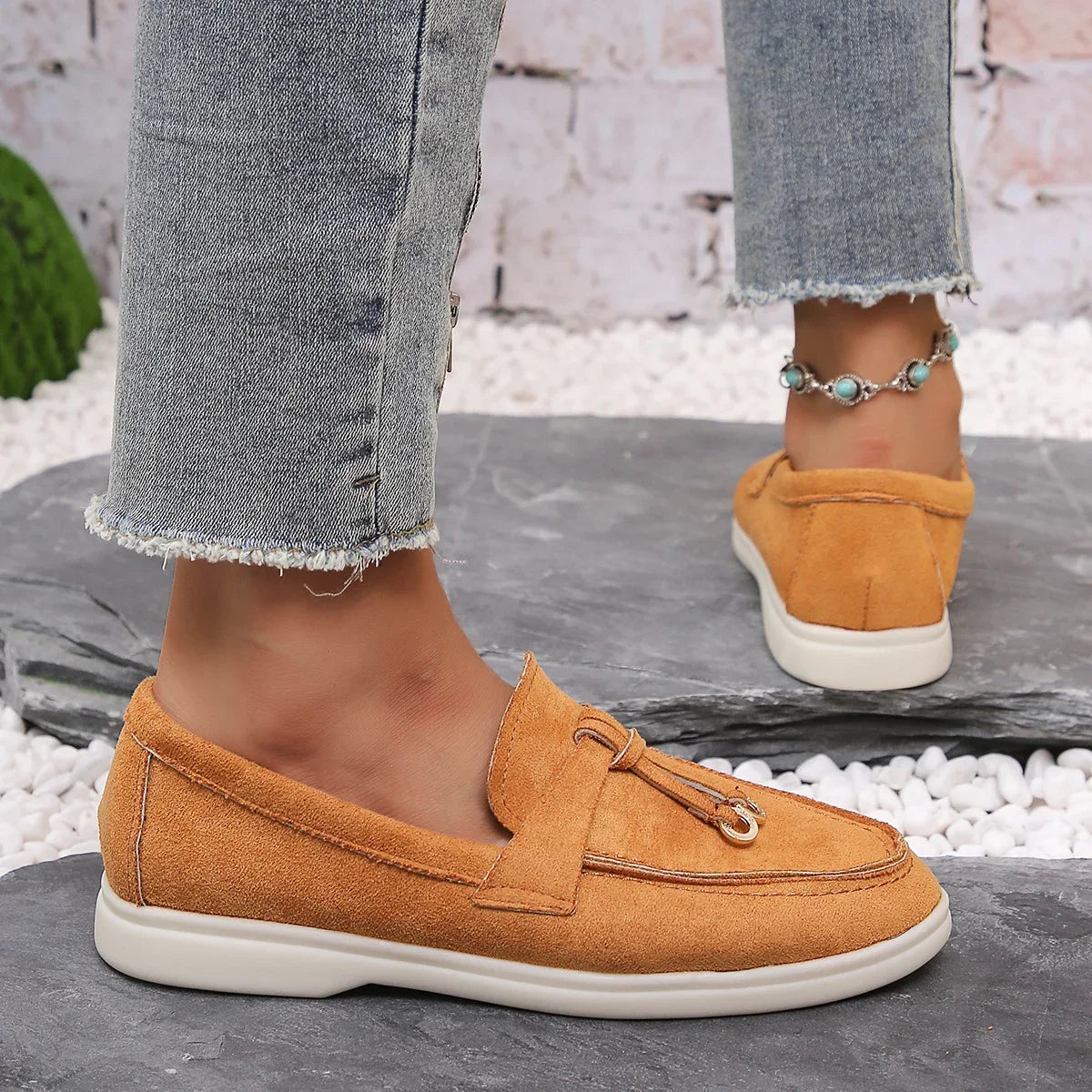 Mocasines de algodón sin cordones para mujer – Zapatos planos informales ligeros para uso diario