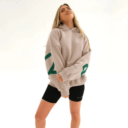 Sudadera con capucha informal estampada para mujer – Suéter de ajuste holgado para otoño e invierno