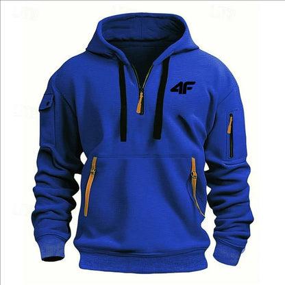 Sudadera con capucha de invierno gruesa para hombre – Pulóver suelto estampado deportivo urbano