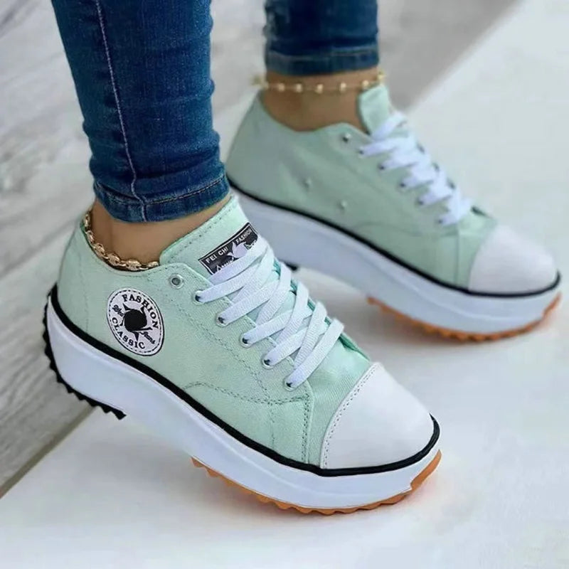 Zapatillas de lona para mujer Loom & Soul 2025 – Zapatos planos clásicos con cordones e informales