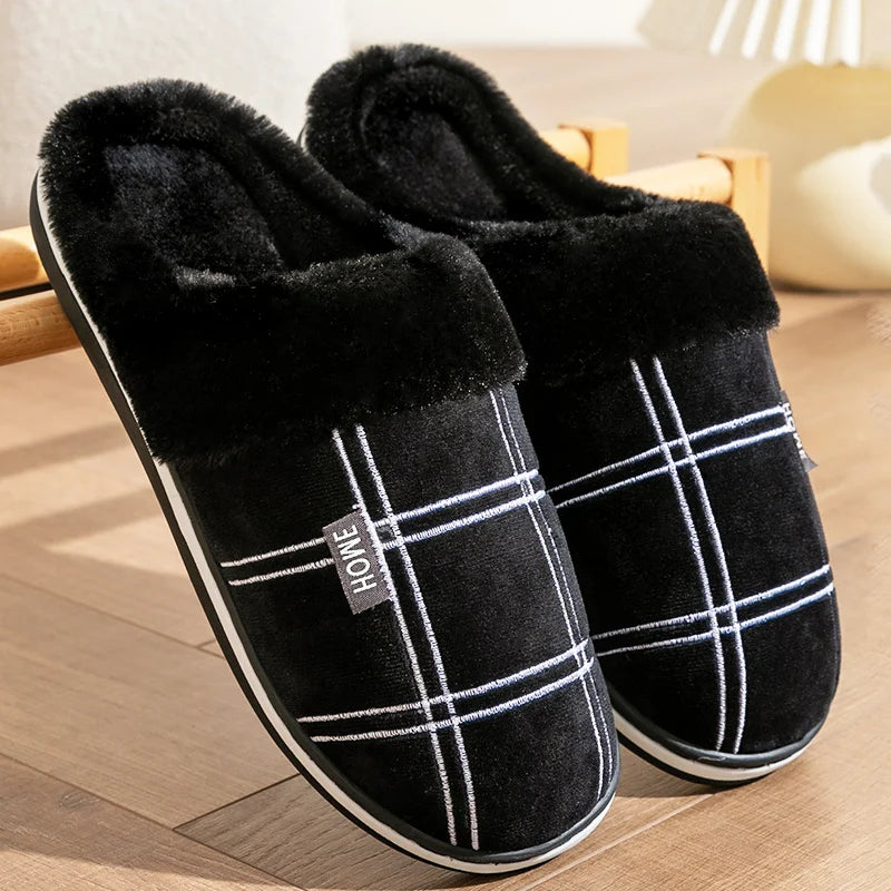 Men’s Cozy Flannel Memory Foam Slippers – Winter Comfort Slip-On