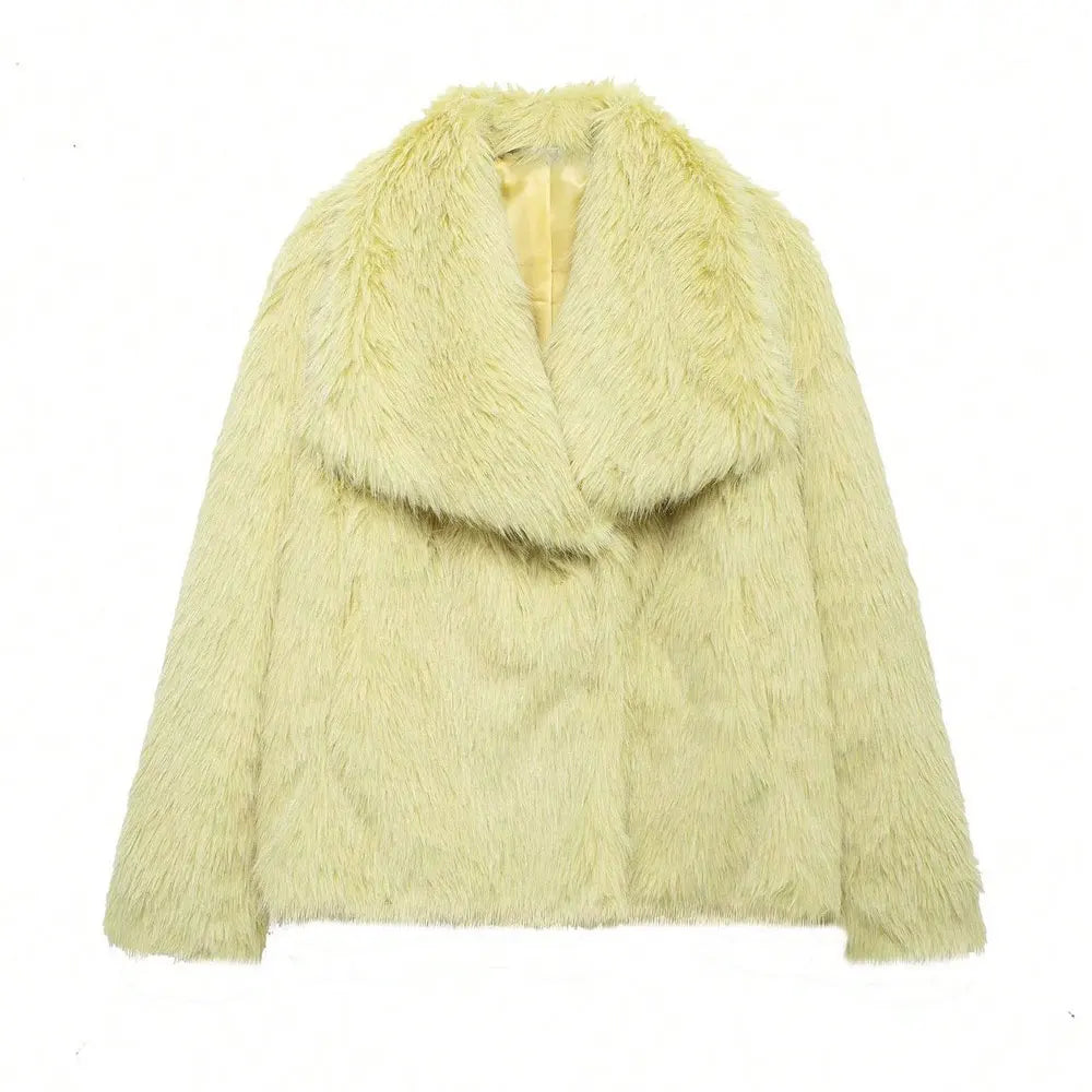 HH LuxeFur™ Chaqueta con solapa de piel sintética – Elegancia y calidez para otoño e invierno de 2025