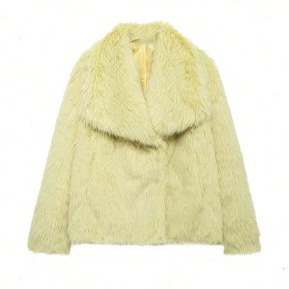 HH LuxeFur™ Chaqueta con solapa de piel sintética – Elegancia y calidez para otoño e invierno de 2025
