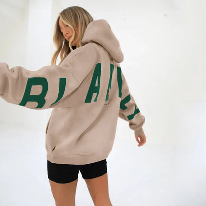 Sudadera con capucha informal estampada para mujer – Suéter de ajuste holgado para otoño e invierno