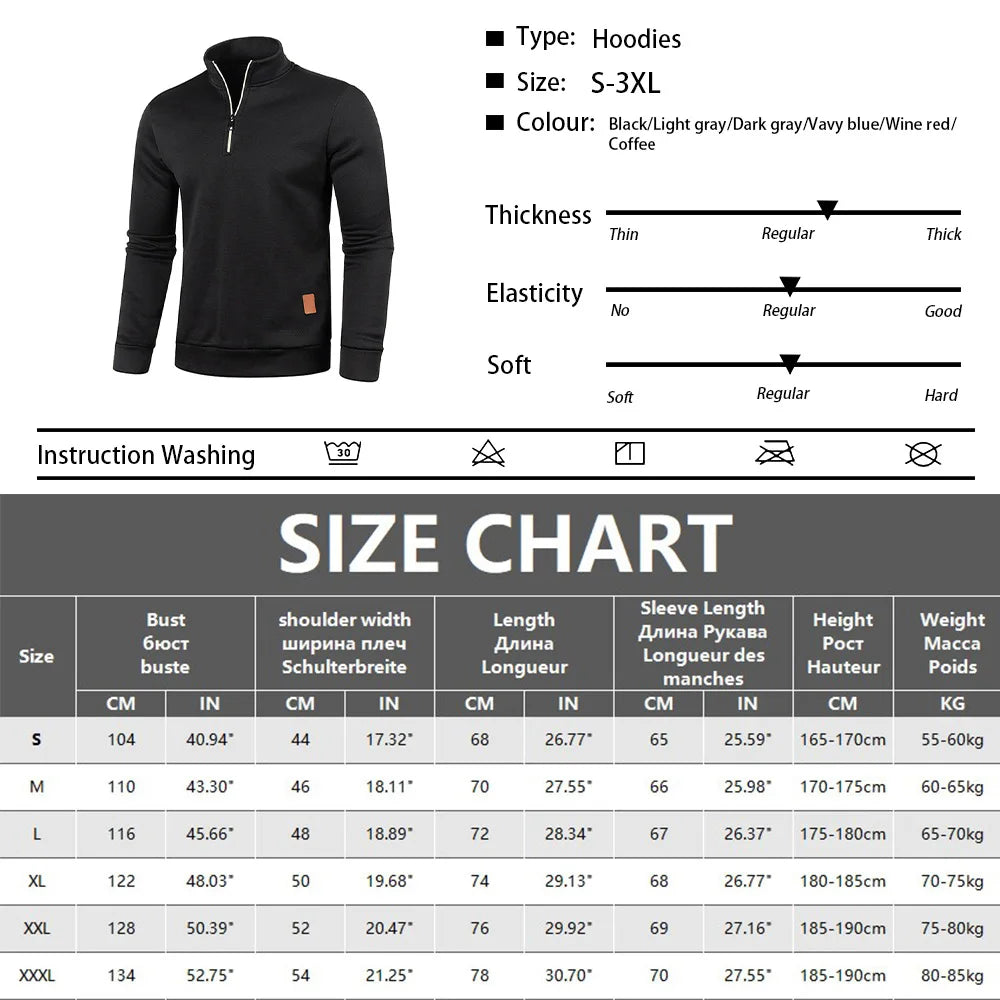 Sudadera con capucha y cremallera de cuello alto para hombre WHWR – Sudadera informal de primavera y otoño