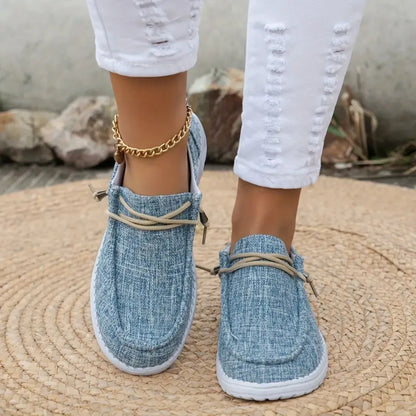 Knut Elgvin™ 2024 Zapatos casuales con cordones para mujer – Zapatillas planas de PU ligeras para el confort diario