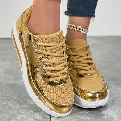 Zapatillas de mujer con lentejuelas Loom & Soul – Tallas grandes Malla de aire Cómodas e informales