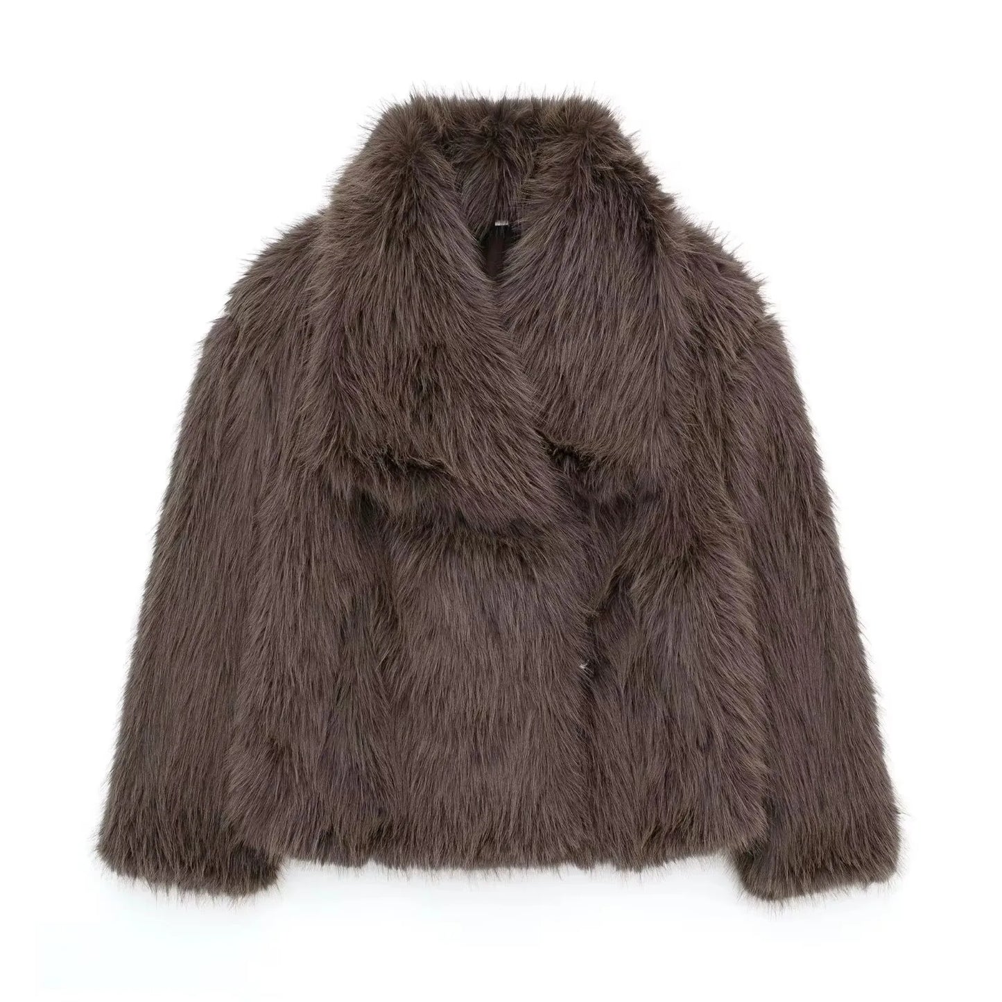 HH LuxeFur™ Chaqueta con solapa de piel sintética – Elegancia y calidez para otoño e invierno de 2025