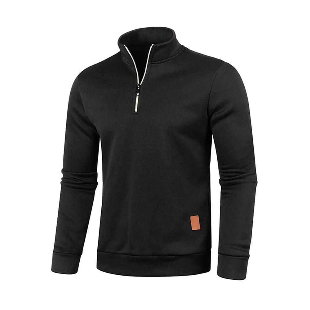 Sudadera con capucha y cremallera de cuello alto para hombre WHWR – Sudadera informal de primavera y otoño