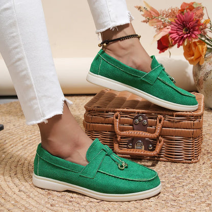Mocasines de algodón sin cordones para mujer – Zapatos planos informales ligeros para uso diario