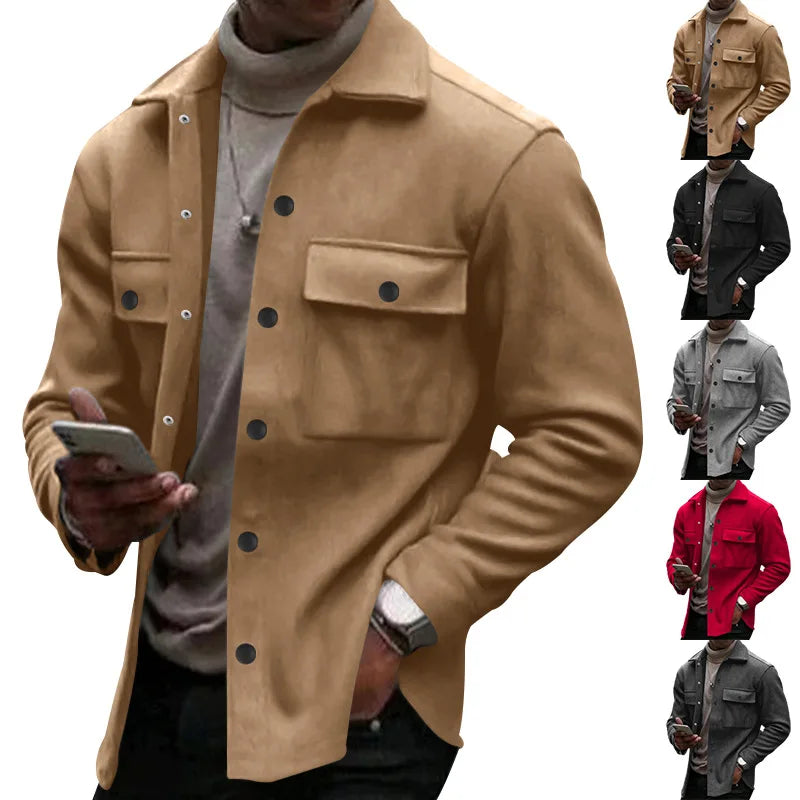 Veste d'hiver en polaire à revers Loom & Soul pour homme – Manteau ajusté à boutonnage simple