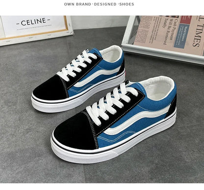 Zapatillas de lona a cuadros para hombre – Zapatos casuales ligeros con cordones