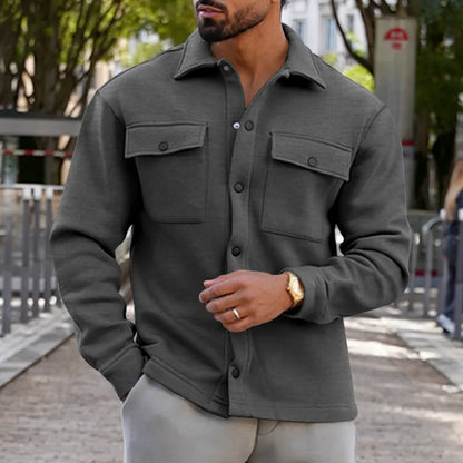 Veste d'hiver en polaire à revers Loom & Soul pour homme – Manteau ajusté à boutonnage simple