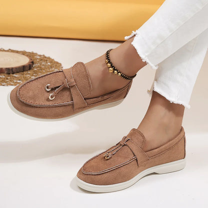 Mocasines de algodón sin cordones para mujer – Zapatos planos informales ligeros para uso diario