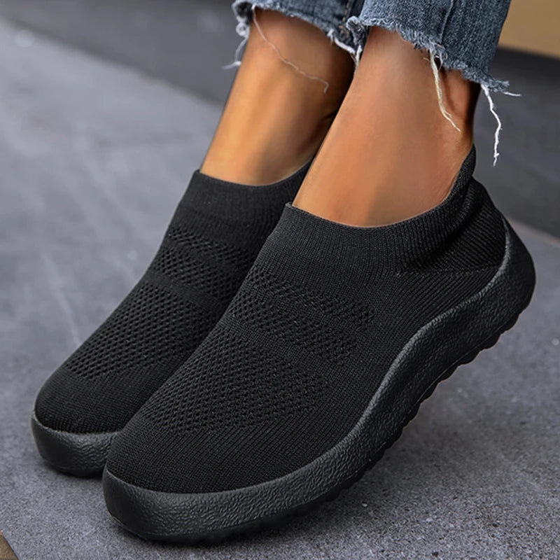 ZJEGA™ 2024 Zapatillas de running transpirables sin cordones para mujer – Calzado deportivo ligero tipo calcetín