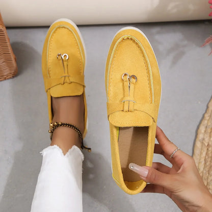 Mocasines de algodón sin cordones para mujer – Zapatos planos informales ligeros para uso diario