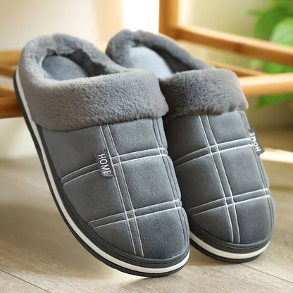 Men’s Cozy Flannel Memory Foam Slippers – Winter Comfort Slip-On
