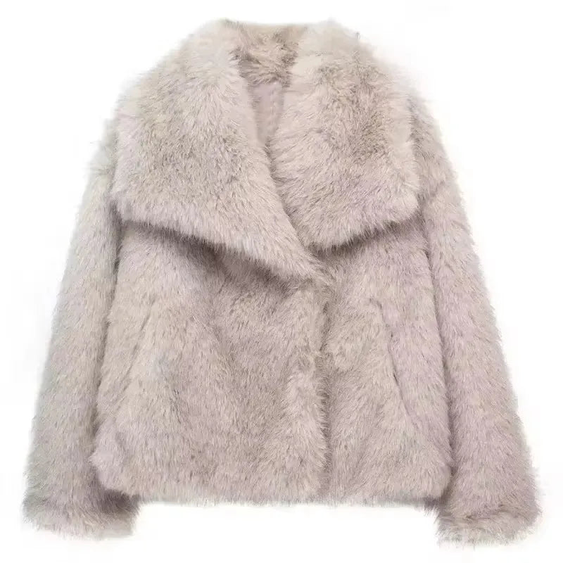 HH LuxeFur™ Chaqueta con solapa de piel sintética – Elegancia y calidez para otoño e invierno de 2025