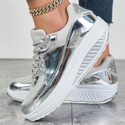 Zapatillas de mujer con lentejuelas Loom & Soul – Tallas grandes Malla de aire Cómodas e informales