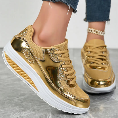Zapatillas de mujer con lentejuelas Loom & Soul – Tallas grandes Malla de aire Cómodas e informales
