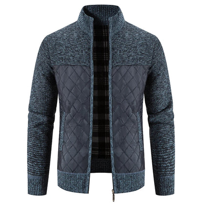 Veste en polaire tricotée à carreaux Loom & Soul pour homme – Cardigan d'hiver de luxe à capuche