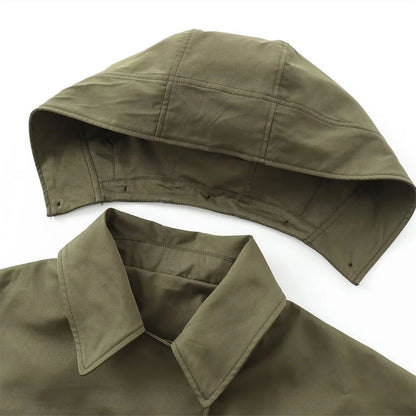 Chaqueta con capucha y solapa EleganceEase™: estilo otoñal atemporal, confianza sin esfuerzo
