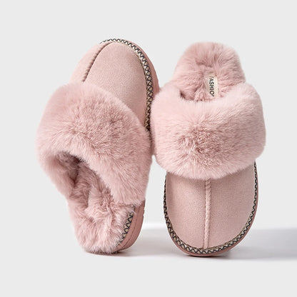 Pantuflas de invierno afelpadas Smile Popcorn™ – Cómodas sandalias de interior cálidas de piel sintética para mujer