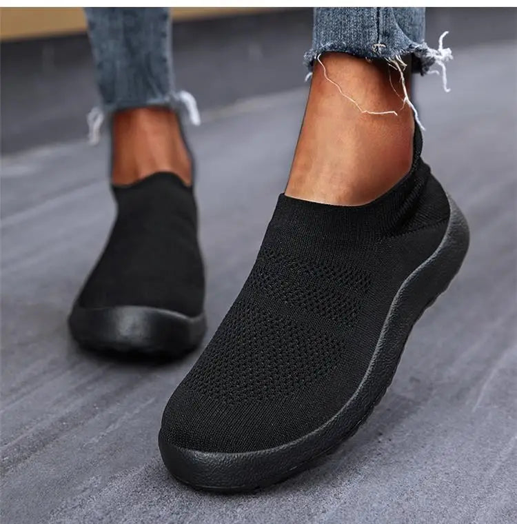 ZJEGA™ 2024 Zapatillas de running transpirables sin cordones para mujer – Calzado deportivo ligero tipo calcetín
