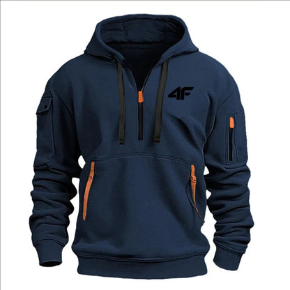 Sudadera con capucha de invierno gruesa para hombre – Pulóver suelto estampado deportivo urbano