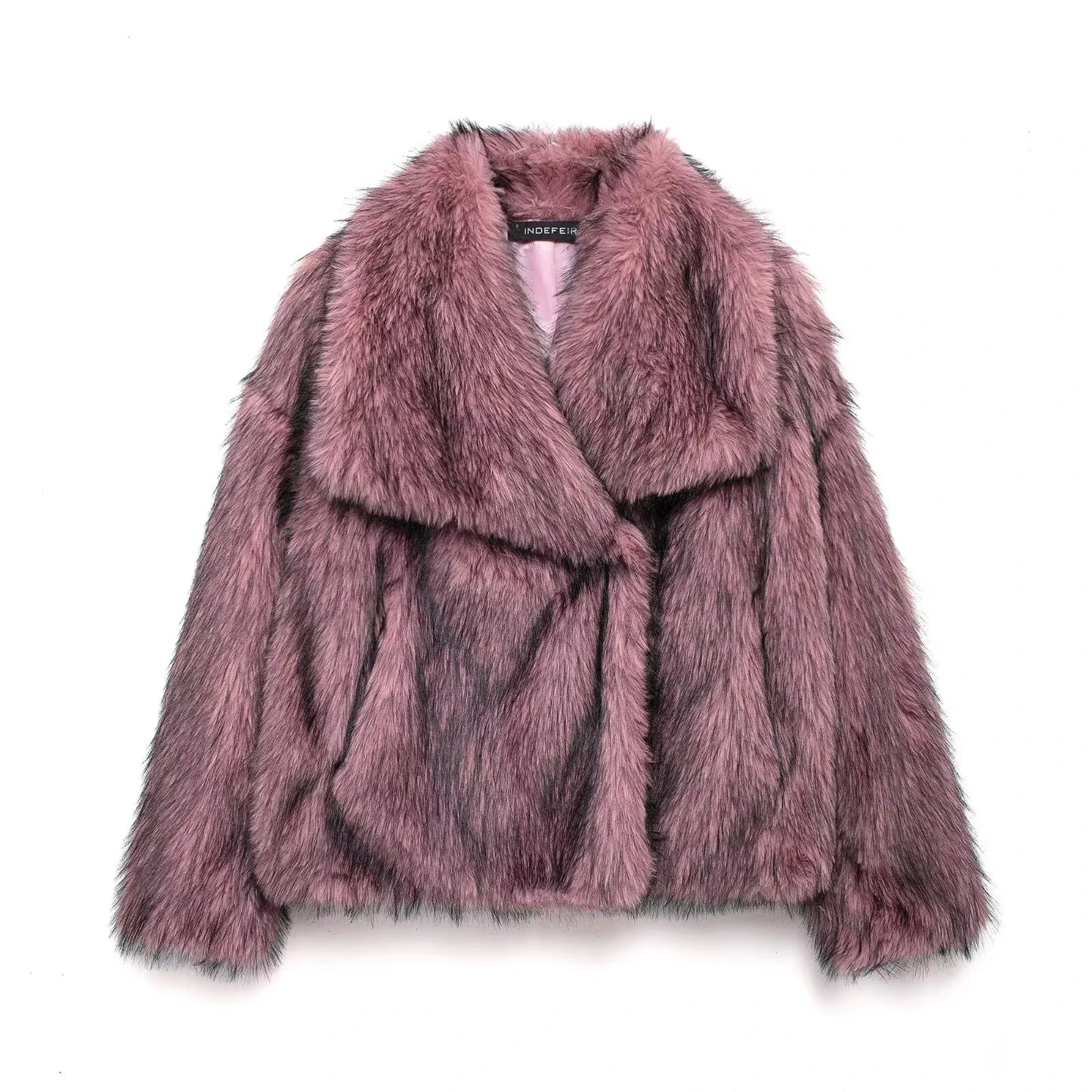 HH LuxeFur™ Chaqueta con solapa de piel sintética – Elegancia y calidez para otoño e invierno de 2025