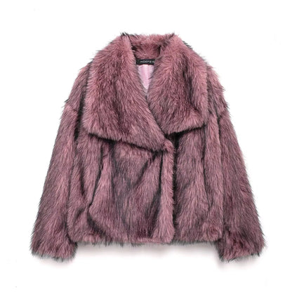 HH LuxeFur™ Chaqueta con solapa de piel sintética – Elegancia y calidez para otoño e invierno de 2025