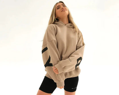 Sudadera con capucha informal estampada para mujer – Suéter de ajuste holgado para otoño e invierno