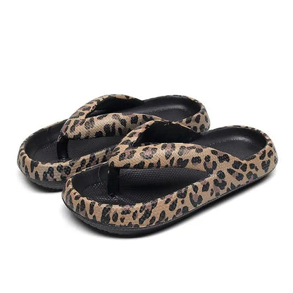 Women’s Leopard Platform Flip Flops – Lightweight Summer Slides