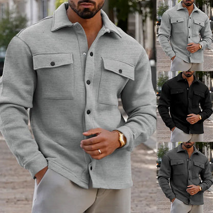 Veste d'hiver en polaire à revers Loom & Soul pour homme – Manteau ajusté à boutonnage simple