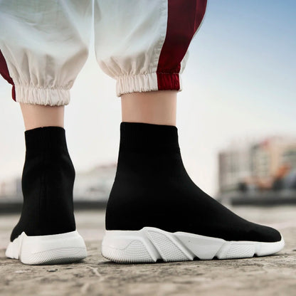 Zapatillas de running tipo calcetín de caña alta – Zapatillas deportivas unisex sin cordones | Zapatillas reflectantes, transpirables y ligeras para hombre y mujer