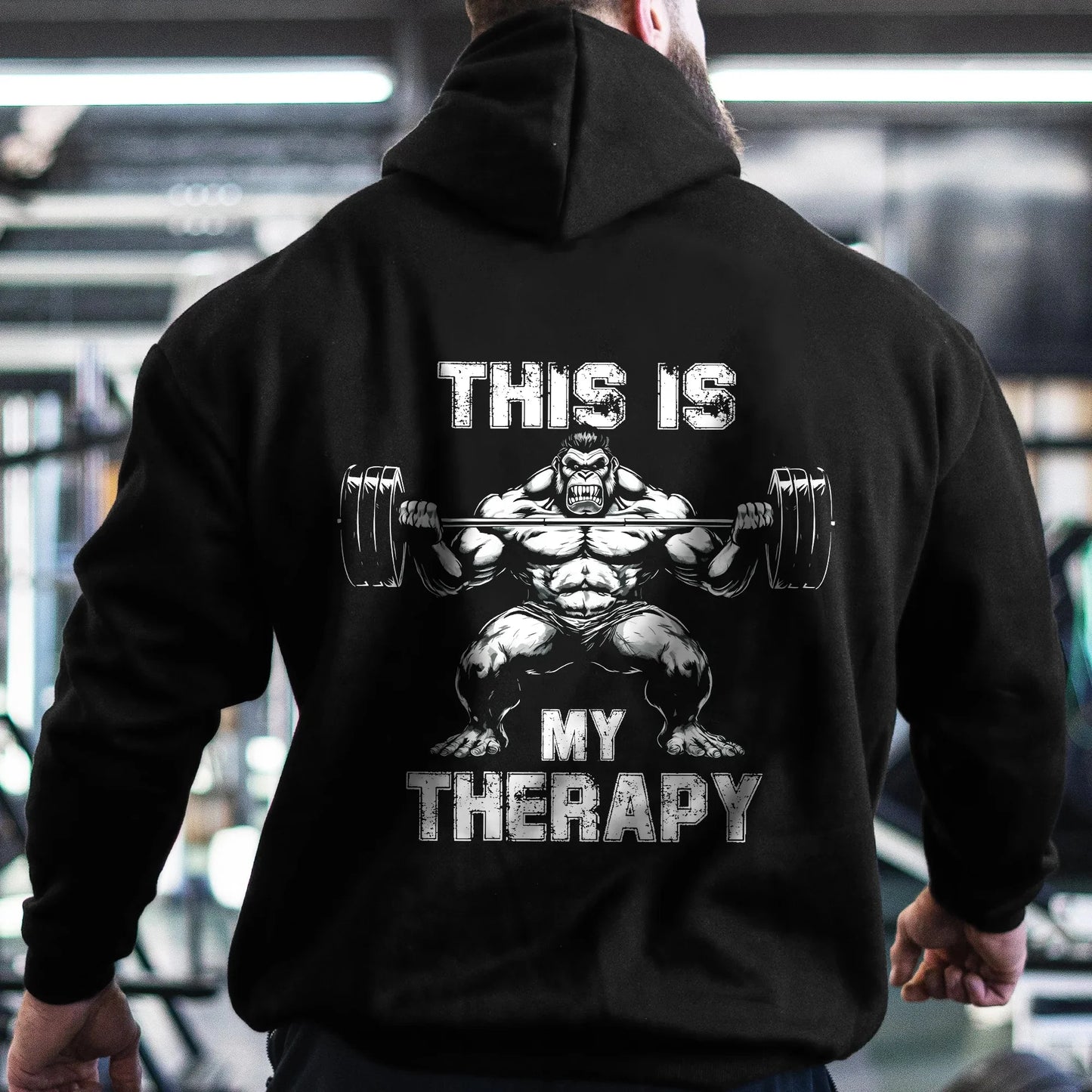 Sudadera con capucha "This Is My Therapy" para hombre - Sudadera de fitness para otoño e invierno