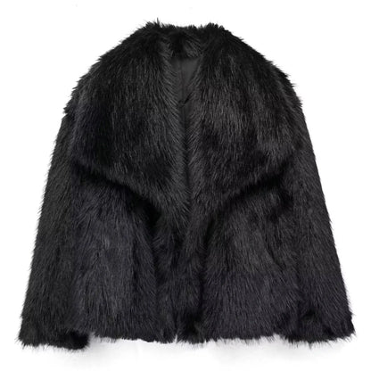 HH LuxeFur™ Chaqueta con solapa de piel sintética – Elegancia y calidez para otoño e invierno de 2025