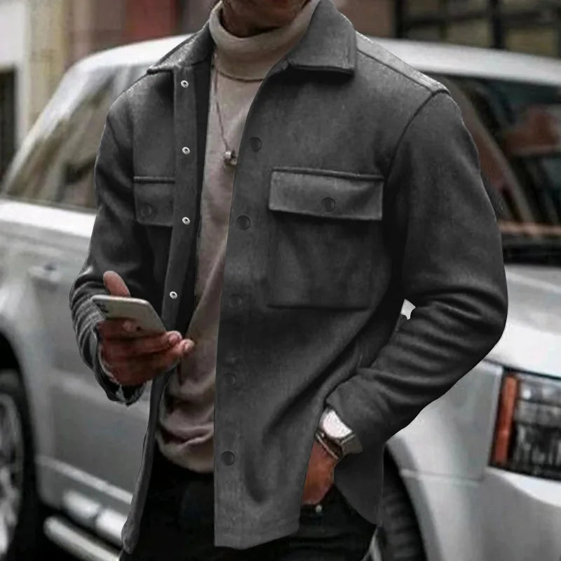 Veste d'hiver en polaire à revers Loom & Soul pour homme – Manteau ajusté à boutonnage simple
