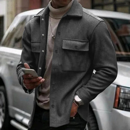 Veste d'hiver en polaire à revers Loom & Soul pour homme – Manteau ajusté à boutonnage simple