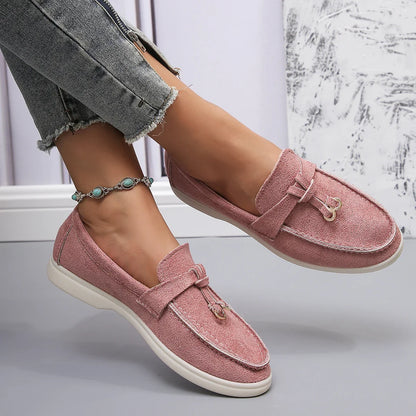 Mocasines de algodón sin cordones para mujer – Zapatos planos informales ligeros para uso diario