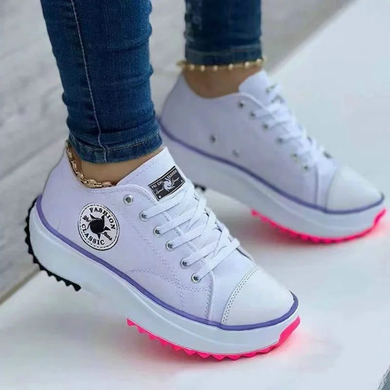 Zapatillas de lona para mujer Loom & Soul 2025 – Zapatos planos clásicos con cordones e informales