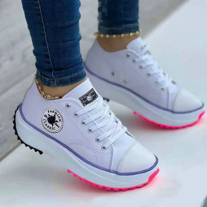 Zapatillas de lona para mujer Loom & Soul 2025 – Zapatos planos clásicos con cordones e informales