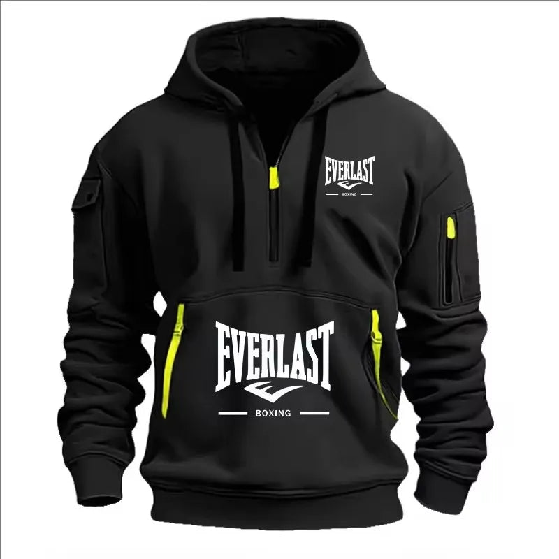 Sudadera con capucha de felpa estampada para hombre – Sudadera informal con cremallera para primavera y otoño